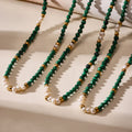 Malachite Freshwater Pearl Beaded Necklace Gold Accents view 4
