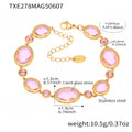 Gold Oval Bezel Bracelet Czech Glass Station Links view 8