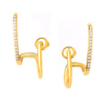 Double Line Zircon Ear Cuff Earrings Gold Or Steel view 5