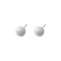 Large Iridescent White Ball Pearl Stud Earrings Pair view 5