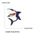 Enamel Shark Brooch in Gray and Navy Blue Decorative Lapel Accessory view 4