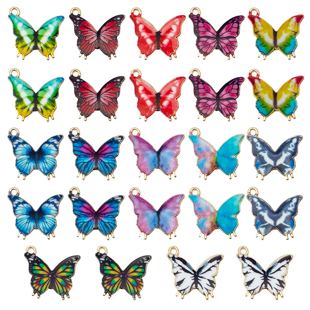 Enamel Zinc Alloy Butterfly Charm Pendant for DIY Bracelets Necklaces Keychains
