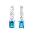 Silver-Tone Long Square Drop Earrings with Yellow or Blue Stone view 5