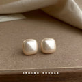 Square Cushion Pearl Stud Earrings Four Color Size Styles view 3