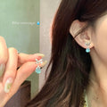 Crystal Bow And Blue Teardrop Silver Tone Stud Earrings view 6