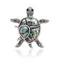 Silver Sea Turtle Brooch Abalone Shell Inlay Antique view 1