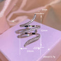 White Metal Multi Coil Spiral Pave Open Adjustable Ring view 5