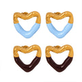Heart Enamel Stud Earrings Gold Steel Blue White Brown view 5