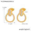 Twisted Rope Drop Stud Earrings With Zircon Gold Or Steel view 7