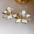 Pastel Crystal Floral Stud Earrings in Polished Statement Design view 8