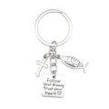 Silver-Tone Metal Cross, Jesus Fish And Message Tag Keychain view 5