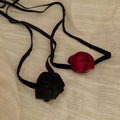 Black Ribbon Rose Choker Necklace With Long Wraparound Ties view 3