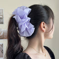 Layered Mesh Bow Hair Claw In Black Or White With Full Loops view 4
