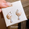 Ivory Strawberry Drop Earrings with Silver Floral Details view 1