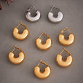 Thick Hollow C Hoop Earrings in Gold and Silver Tone view 3