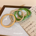 Green Marbled Bangles With Gold And Silver Smooth Bangles view 4