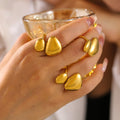 Open Dual Pebble Smooth Metal Rings Gold Steel Two-Tone view 3