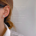 Silver Mini Four Leaf Clover Clear CZ Stud Earrings view 1