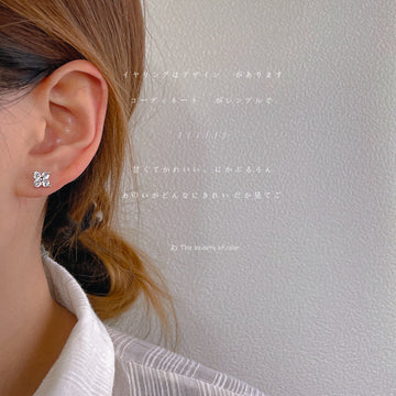 Silver Mini Four Leaf Clover Clear CZ Stud Earrings