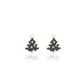 Green Crystal Look Christmas Tree Gold Tone Stud Earrings view 5