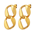 Gold Figure-Eight Twin Link Stud Earrings Polished Metal view 5