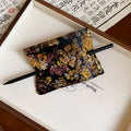 Dark Floral Brocade Square Hair Wrap With Black Hair Stick view 6