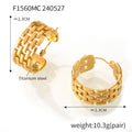 Gold Basketweave Lattice C Hoop Earrings Titanium Steel view 6