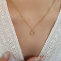 Gold Initial Letter Pendant Necklace Zircon Studded view 7
