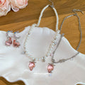 Pink Crystal Strawberry Pearl Necklace Earring Styles view 3