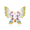 Enamel Butterfly Brooch Pearl Center Three Color Options view 2