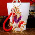 Crystal Winged Dragon Horse Keychains with Cords and Loose Braided Loops view 1