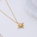 Gold Eight-Point Star Pendant Necklace Fine Cable Chain view 3