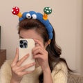 Blue Plush Cartoon Mushroom Antenna Googly Eye Headband view 3