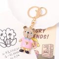 Rhinestone Bear Keychain Enamel Shirt Gold Clasp Three Colors view 6