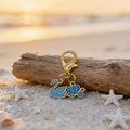 Blue Swan Carriage Enamel Dual Charm Keychain Clasp view 4