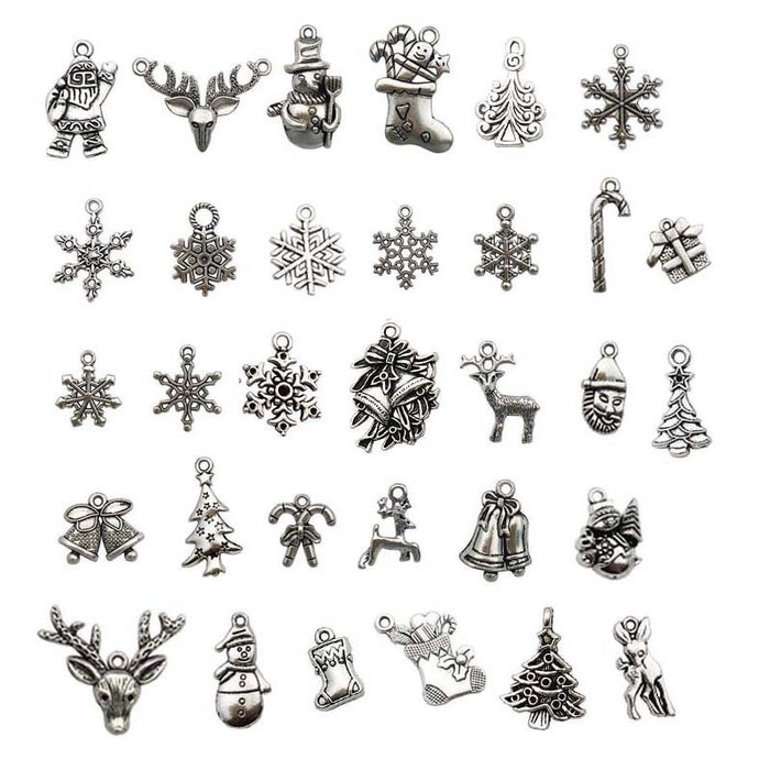 Christmas Metallic Christmas Theme Metal Charms for Jewelry and Craft Projects