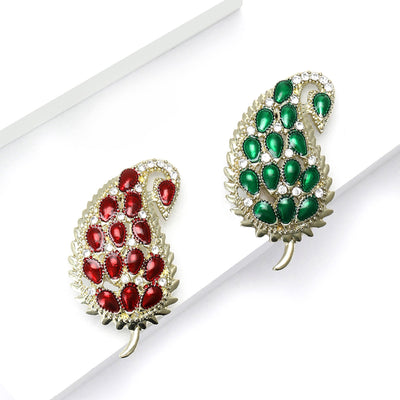 Crystal Paisley Leaf brooch shown from the front