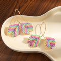 Woven Two Tone Leaf Gold Tone Extra Long Hook Earrings view 3