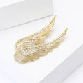 Gold Tone Crystal Wing Brooch for Jackets, Coats, and Scarves view 2