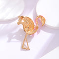 Red Gold Tone Flamingo Crystal Enamel Metal Brooch Pin view 3
