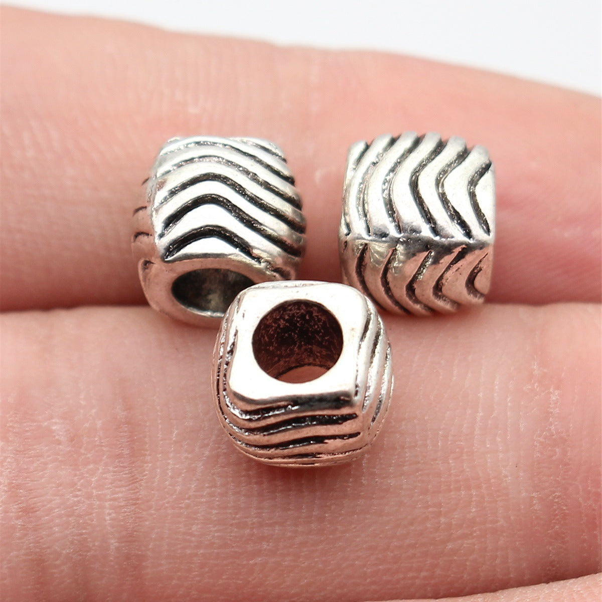 10x10x8.7mm 2.5g Multicolor Zinc Alloy Wave Texture Large Hole Beads for Dreadlock Hair and DIY Jewelry