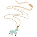 Gold Tone Blue Enamel Unicorn Pendant Necklaces in Two Designs view 5