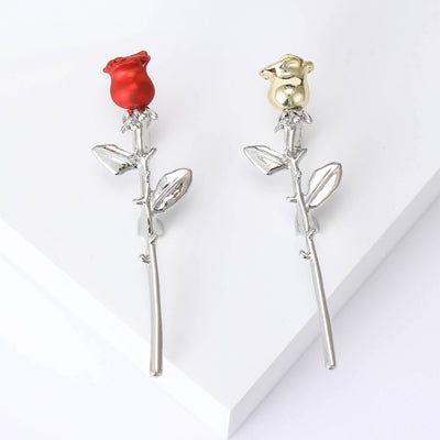 Long Stem Rose Brooch front view