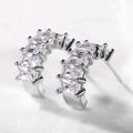 Silver C Shape Rectangular Clear Baguette Stud Earrings view 2