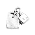 Tea Bag and Tag Shaped Antique Silver Metal Pendant Charm view 3
