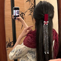 Red Velvet Butterfly Crystal Tassel Hair Clip BB Barrette view 3