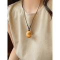 Wood Moon Pendant Cord Necklace With Adjustable Sliding Knots view 6
