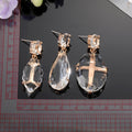 Gold Tone Clear Faceted Crystal Statement Drop Earrings view 5