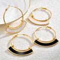 Arc Inlay Statement Hoop Earrings for Women in 2 Pictured Styles view 2