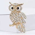 Rhinestone Owl Brooch on Branch Blue or Clear Crystal Finishes view 3
